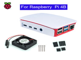 Foto van Computer raspberry pi 4 model b abs case plastic box white shell classic design with fan heatsink fo