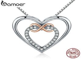 Foto van Sieraden bamoer authentic 925 sterling silver elegant infinity love double heart pendant necklaces f