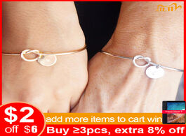 Foto van Sieraden vnox knot coin initial bangle for women men stainless steel letter charm couple cuff bracel