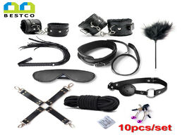 Foto van Schoonheid gezondheid bestco 10pcs set adult games bdsm bondage gear leather fetish kit restraints s