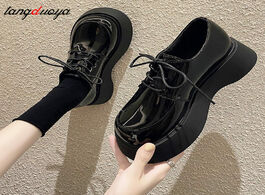 Foto van Schoenen japanese new fashion thick soled trend british style simple casual single shoes women s pla