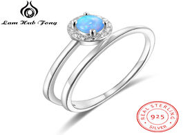 Foto van Sieraden 925 sterling silver blue opal rings double layer wedding for women bridal engagement statem