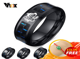 Foto van Sieraden vnox men s 8mm personalize laser engraved wolf dragon bands ring black stainless steel with