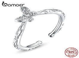 Foto van Sieraden bamoer butterfly finger rings for women adjustable 925 sterling silver ring 2020 spring new