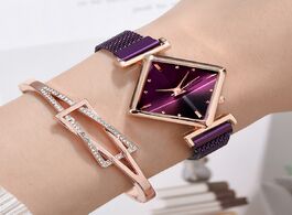 Foto van Horloge women square watch luxury ladies quartz magnet buckle gradient color watches relogio feminin