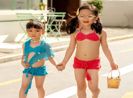 Foto van Sport en spel crochet girl swimsuit tankini two pieces suit halter bikini 2020 kids summer beach wea
