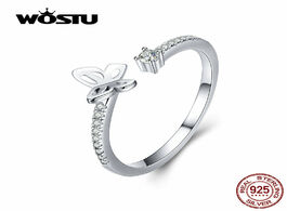 Foto van Sieraden wostu classic opening butterfly rings authentic 925 sterling silver adjustable cz for women