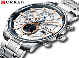 Foto van Horloge mens watches curren new fashion stainless steel top brand luxury multi function chronograph 