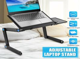 Foto van Computer aluminum laptop folding table desk stand for bed 360 degree rotation multifunctional portab