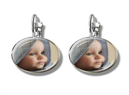 Foto van Sieraden personalized custom earrings photo mum dad baby children grandpa parents customized designe