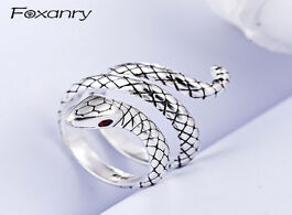 Foto van Sieraden foxanry vintage simple cute snake rings 925 sterling silver anillos party jewelry gifts for