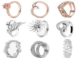 Foto van Sieraden trendy 925 sterling silver ring daisy flower sparkling heart tiara crown rings for women en