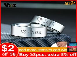 Foto van Sieraden vnox free personalized name love couple wedding rings for women man never fade color stainl