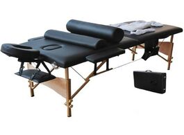 Foto van Meubels 2 sections folding portable spa bodybuilding massage table set black