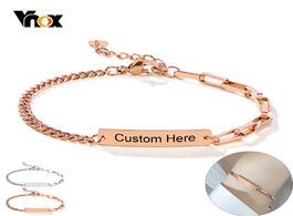 Foto van Sieraden vnox elegant customized women chain bracelet curb lara rectangle stainless steel metal part