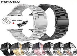 Foto van Horloge metal watchband band for apple watch series 6 se 5 4 3 42mm 44mm stainless steel bracelet st