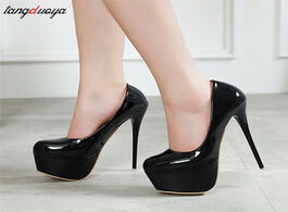 Foto van Schoenen sexy thin heels sandals women pumps ol black platform wedding party shoes for 12cm high