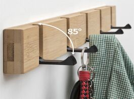 Foto van Meubels foldable coat rack bamboo hallway hat hook hanger bedroom door wall mounting corner room kit