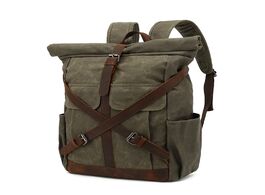 Foto van Tassen luxury vintage canvas backpack men outdoor waterproof travel bag belt design anti theft fashi