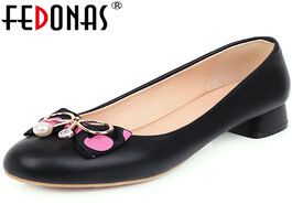 Foto van Schoenen fedonas sweet women vintage party prom round toe pumps butterfly knot retro shoes square he