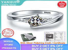 Foto van Sieraden yanhui with certificate 0.75ct lab diamond rings for women party elegant bridal jewelry 925