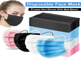 Foto van Schoonheid gezondheid 10 50 100pcs face mask disposable medic mouth 3 layer non woven melt blown blu