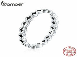 Foto van Sieraden bamoer original design 925 sterling silver geometric stackable finger ring for women weddin