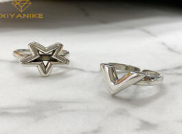 Foto van Sieraden xiyanike 925 sterling silver vintage hollow pentagram finger rings for women wedding couple