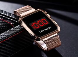 Foto van Horloge fashion women electronic sports watch led lady wristwatch alloy mesh female gifts clock