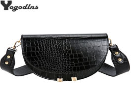 Foto van Tassen new women crossbody shoulder bag retro crocodile pu leather handbag semicircle small purse la