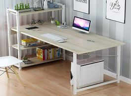 Foto van Meubels upgraded computer laptop desk 47 modern style with 4 tiers bookshelf for home office studyin