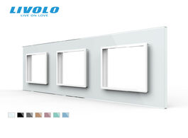Foto van Elektrisch installatiemateriaal livolo luxury white pearl crystal glass eu standard triple panel for