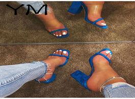 Foto van Schoenen women sandals transparent ladies high heel slippers open toes thick fashion female slides s
