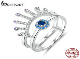 Foto van Sieraden bamoer 925 silver jewelry double layers blue eye with eyelash finger rings for women fashio
