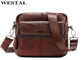 Foto van Tassen westal mini shoulder bag for men genuine leather messenger bags small crossbody male