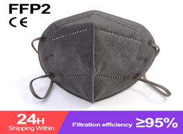 Foto van Beveiliging en bescherming grey ce ffp2 mask 5 layers respirator dust kn95mask face safety protectiv