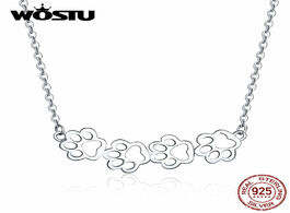 Foto van Sieraden wostu 925 sterling silver original necklace paw tail dog footprint long link chain for wome