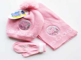 Foto van Speelgoed original peppa pig cartoon printing kniting scarf gloves hat 3 pcs lot set kids winter out