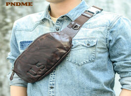 Foto van Tassen fashion retro luxury genuine leather men s chest bag casual handmade natural real cowhide you