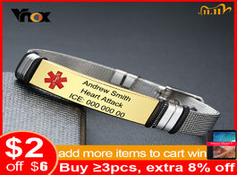 Foto van Sieraden vnox adjustable unisex medical free personalize id bracelets for women men stainless steel 
