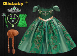 Foto van Baby peuter benodigdheden snow queen girls elsa anna dress green embroidered boutique princess hallo