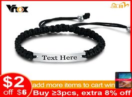 Foto van Sieraden vnox handmade braided rope bracelets for men woman customize engrave name plate id bracelet