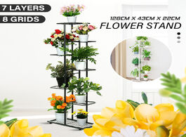 Foto van Meubels 7 tiers iron flower rack 43x22x141cm plant stand multi shelves for bonsai display shelf yard