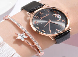 Foto van Horloge printed moon luxury women fashion watches simple female dress wristwatches classical design 