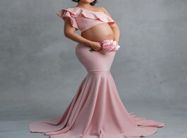 Foto van Baby peuter benodigdheden maternity mermaid tail skirt set for photography one shoulder ruffles crop
