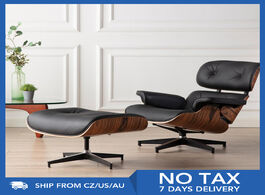 Foto van Meubels furgle black leather armchair replica lounge chair with ottoman palisander sandal chaise cla