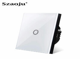 Foto van Elektrisch installatiemateriaal szaoju touch switch eu standard white crystal glass panel wall ac110