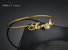 Foto van Sieraden nextvance stainless steel customized name charm adjustable bracelet gold personalized pearl