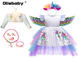 Foto van Baby peuter benodigdheden christmas girls unicorn dress with rainbow tiered tail party little pony c