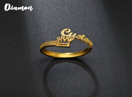 Foto van Sieraden diamon customized stainless steel name frosted ring personalized letter gold pendant namepl
